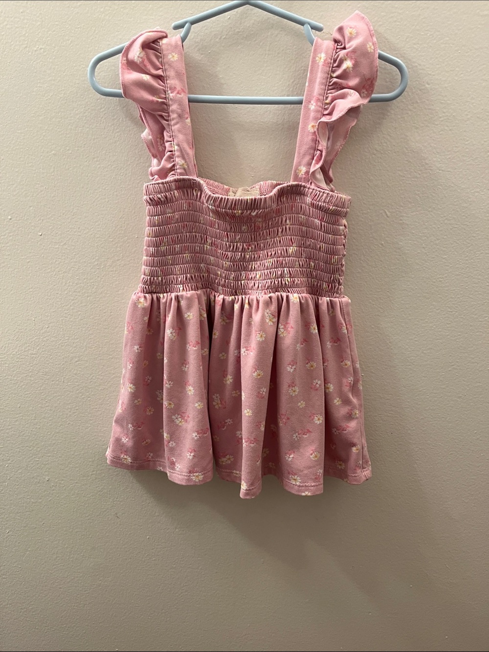 btween Pink Floral Ruffle Strap Top